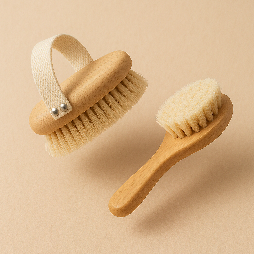 Eksfolierende ansiktsbørste og kroppsbørste